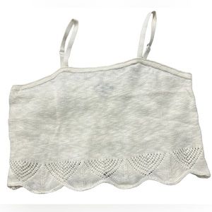 FRYE Crochet Granny Core Tank Beige Boho Scalloped Edge Crop Top NWT
